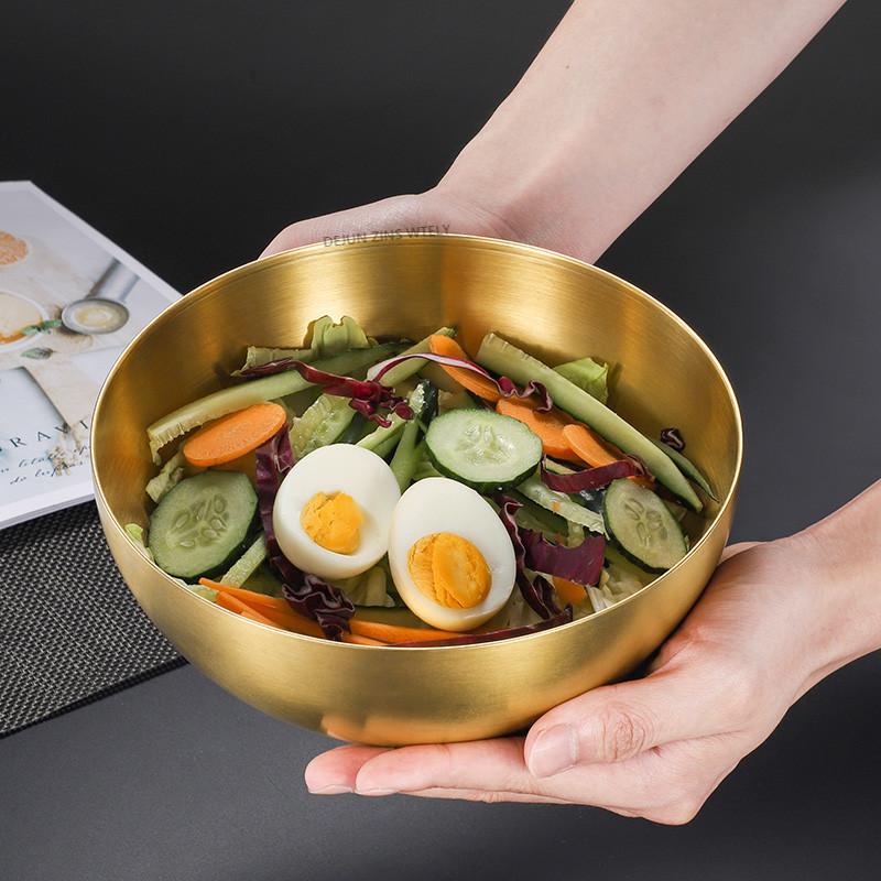 1 шт. Высококачественная кухонная посуда Суповая тарелка Бытовая тарелка для смешанного риса, фруктового салата Корейская миска для рамена из нержавеющей стали 304