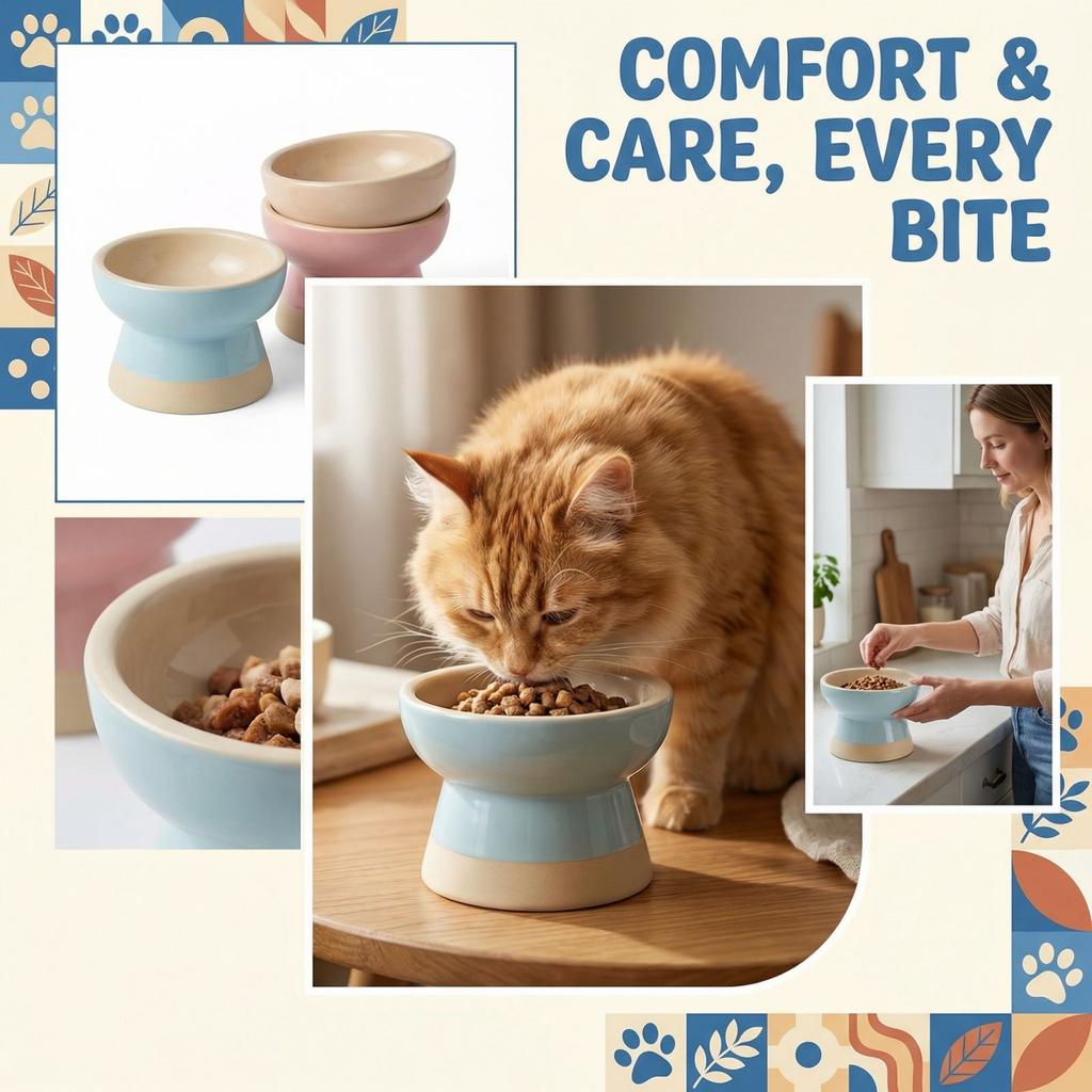 Поднятая миска для питомца с поддержкой шеи, большая емкость, миска для корма для кошек