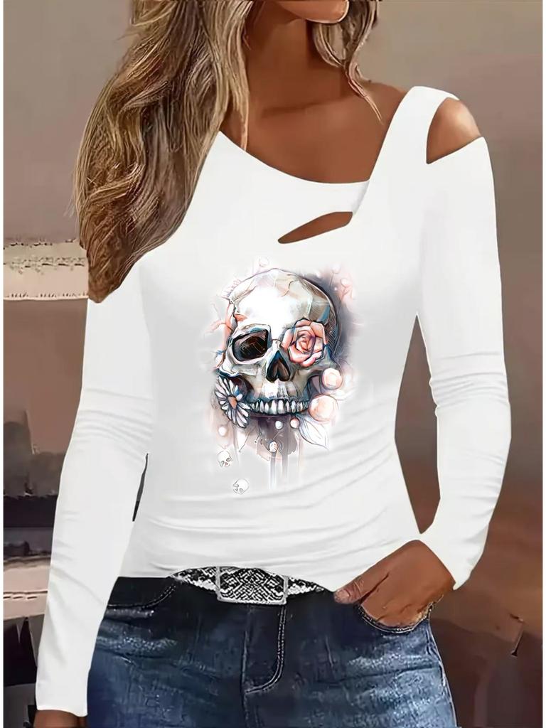 Fashion Painting Blouses Long Sleeved T Shirts Casual Skirt Tops