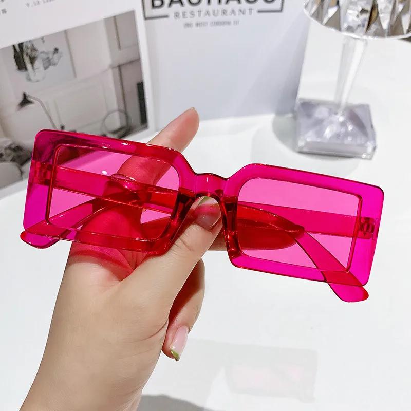 New Small Rectangle Frame Sunglasses Women'S Fashion Jelly Color Sun Glasses Summer  Travel Eyewear Uv400