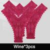 FINTOO 3PCS/Set Sexy V Waist Floral Lace Women Panties Perspective Underwear Thongs Brazilian Briefs Lingerie Comfort Female Underpants