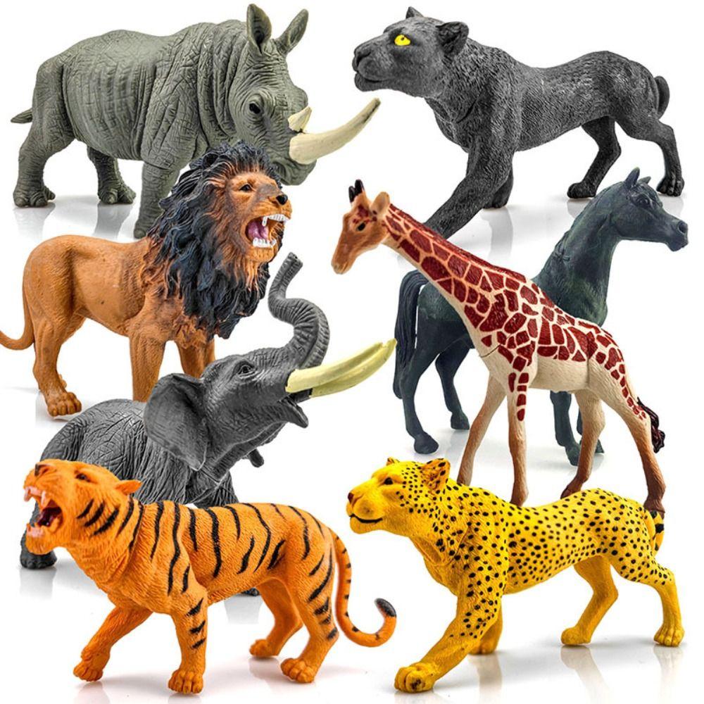 Panther Mini Elephant Model Rhinoceros Simulation Lion Model Toys Funny Realistic Tiger Toy Kids