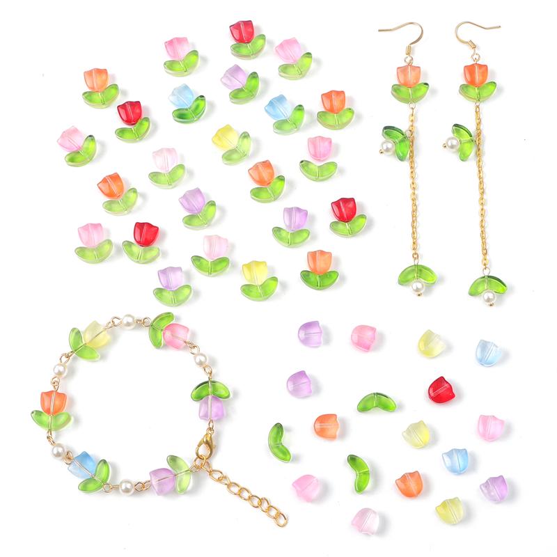 10 шт./пакет, стеклянные бусины ручной работы, цветок тюльпана, подвеска для серег, браслетов, ожерелье, сделай сам, ювелирные изделия, аксессуары для рукоделия