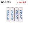 PALO 4pcs AA 2A Rechargeable Battery 1.2V Ni-mh 3000mAh for Flashlight MP3/MP4 Player