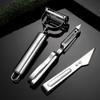 Three-Piece Stainless Steel Peeler Set: Multi-functional Peeler, Potato Peeler, Melon and Fruit Grater, Fruit Knife