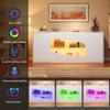 160×35×70cm Sideboard with RGB LED Lighting, White High Gloss, Display Cabinet 4 Doors (2 Safety Glass), Adjustable Shelves, 6 Storage Compartments