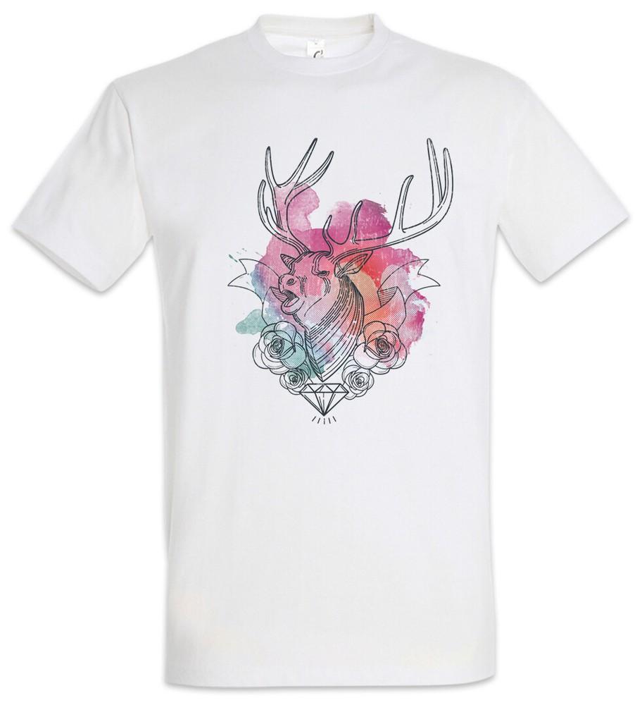 Deer Diamond And Roses T-Shirt Hunter Hunt Hunting Tattoo Diamonds Flowers