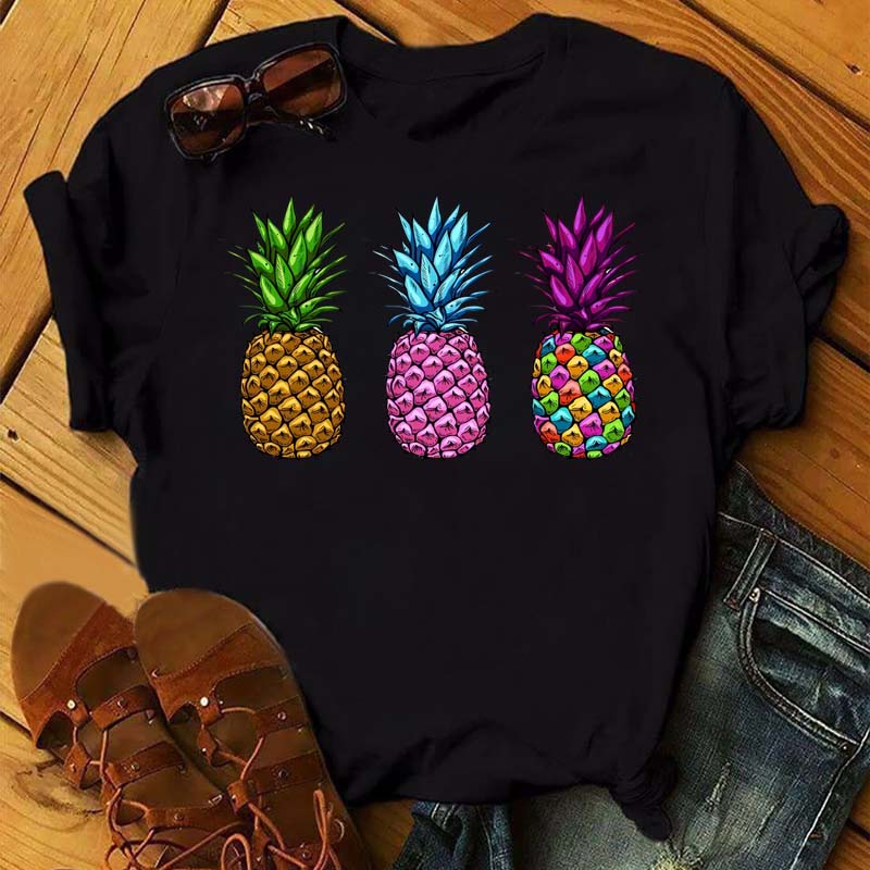 Maycaur Tee Women T-shirt Summer Short Sleeve Avocado Print Clothes Fashion Cartoon Fruit Graphic T Shirt Kawai Female Tops TEE