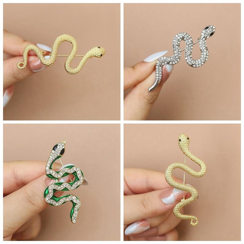 Уникальный дизайн серебряные броши в виде змеи для женщин и мужчин унисекс полные страз металлические змеи животные роскошные значки ювелирные изделия