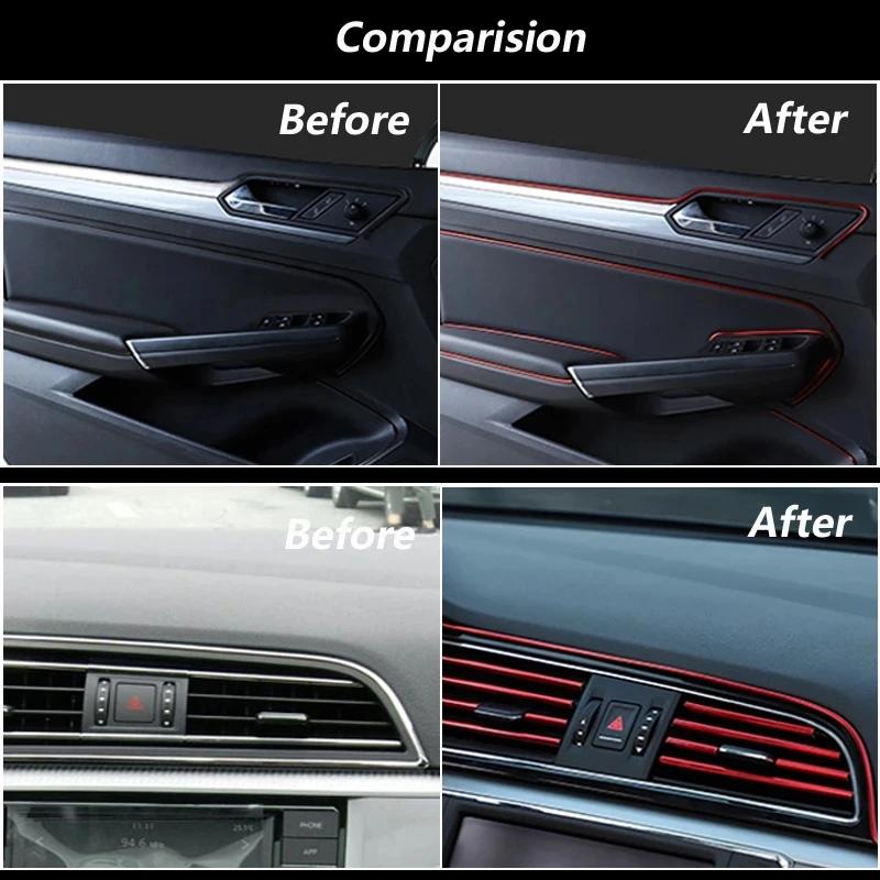 5M/Pcs Universal DIY Car Styling Flexible Interior Decoration Molding Trim Strips Auto Door Edge Sticker Auto Chrome Decor Trim