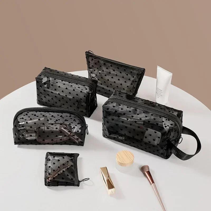 1PCS Transparent Toiletry Wash Bags Mesh Makeup Case Organizer Storage Pouch Casual Make Up Women Neceser Travel Cosmetic Bag