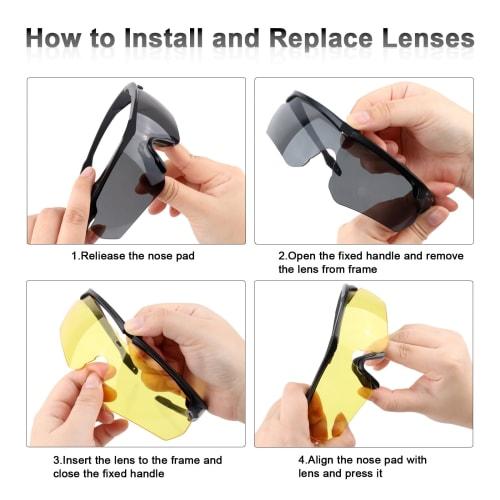 FOCUHUNTER Tactical Goggles, Impact-Resistant Airsoft Sunglasses, Shooting Glasses, 3 Interchangeable Lenses, Anti-Fog, UV400 Protection, 2mm Lens Thi