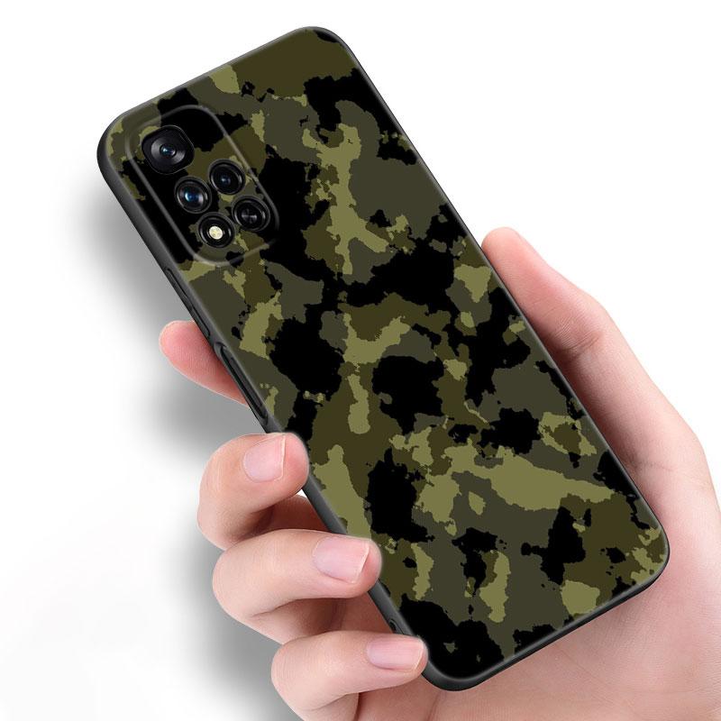 Камуфляжный Армейский Черный Силиконовый Чехол для Телефона Для Xiaomi POCO X3 X4 NFC F5 M3 M4 M6 X5 X6 Pro F3 F4 GT 5G C55 C65 M5