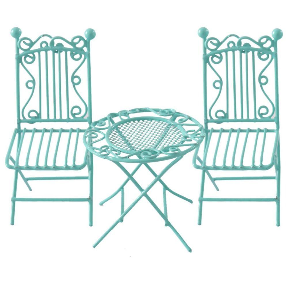 Dolls House European Style Scene Model Fairy Garden Seat Miniature Furniture Dollhouse Table Chair