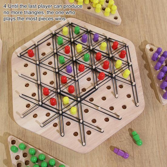 1 набор Треугольные шахматы Настольная игра от 2 до 4 игроков Геометрия Обучение фокусировке Логика Обучение Резиновая лента Треугольник Pegboard Стратегическая игра Игрушка