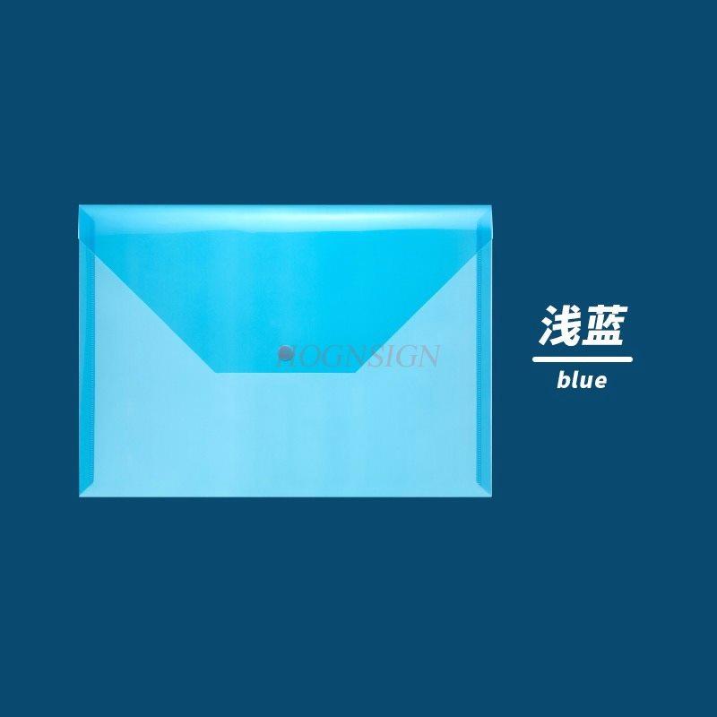 10PCS Stationery file bag, snap on transparent plastic A4 thick large capacity student storage bag, data archive paper