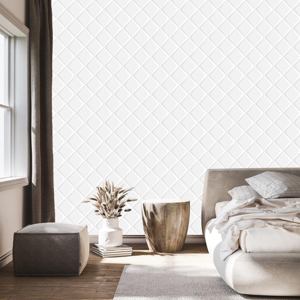 3D wallpaper with a checkered pattern and a modern optical design for the living room and bedroom 50x1000