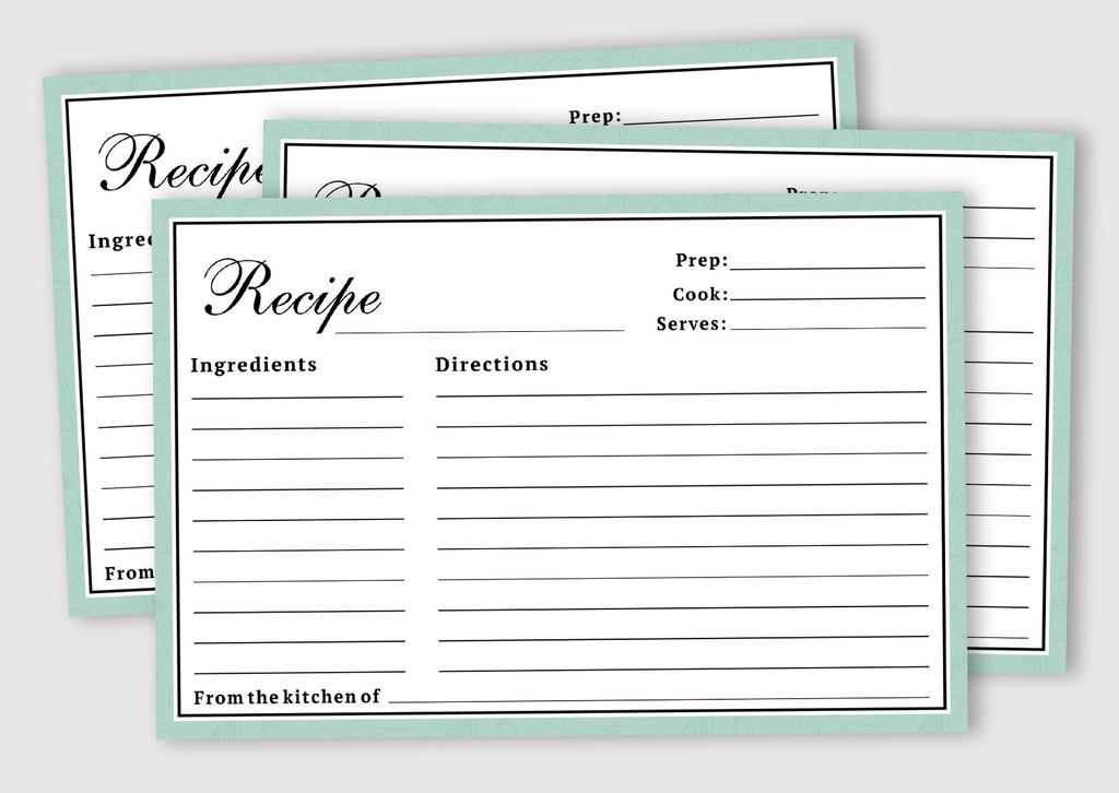 Inkdotpot Карточка с рецептами 6x4 дюйма, односторонние карточки с рецептами, классические рамки, карточки с рецептами, свадьба, девичник, детский праздник — упаковка