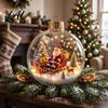 Seasonal Decorative Gifts Light Up Christmas Scene Ball Ornament with Warm LED Glowing Holiday Story
