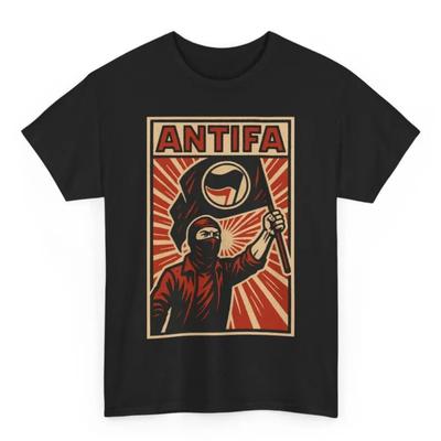 Футболка Antifa Унисекс Пропагандистский Графический Дизайн в Советском Стиле Антифашистский Ретро Дизайн Поразительная Рубашка Бунта Активисты Союзники