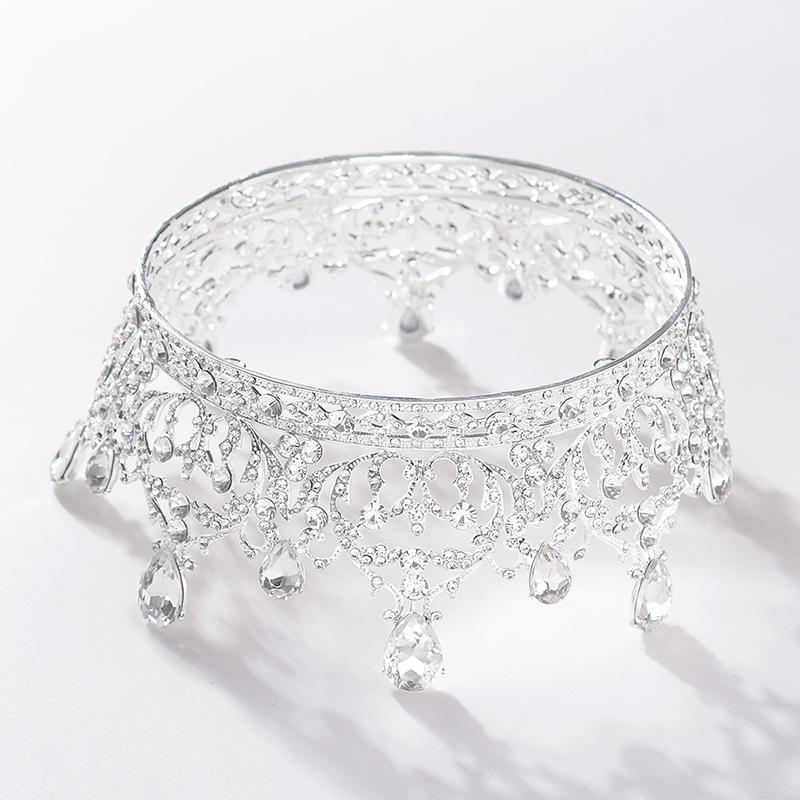 Baroque Round Crown Tiara Bride Wedding Dress Accessories Atmospheric Wedding Crown