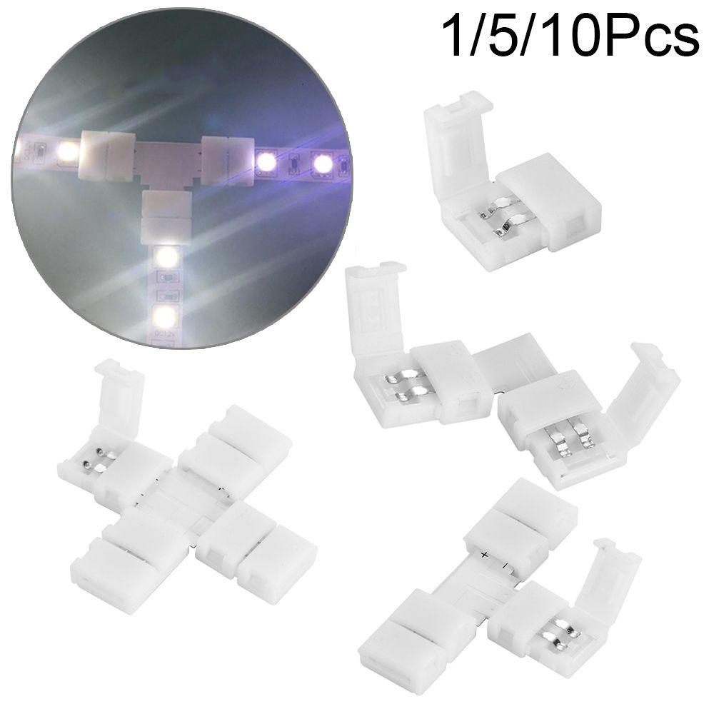 1/5/10Pcs New Clip-on Coupler Solderless 2Pin PCB LED Strip Connector 8mm 10mm