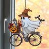 Halloween Ghost Ride Ornament with Lanyard Solar Trap Witch Hat Pumpkin Passenger Hanging Pendant Sun Catcher