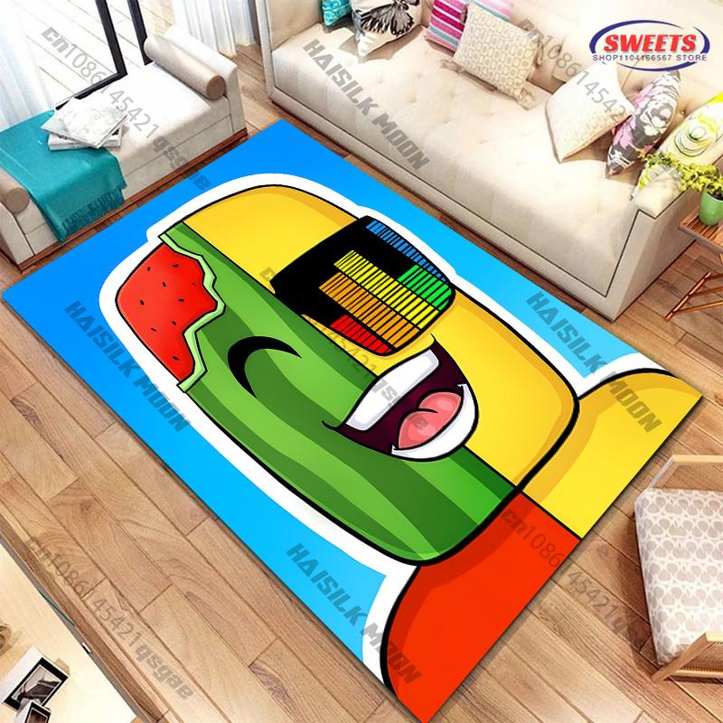 Funny S Sunny and Mel0n Pattern Carpet Rug for Living Room Bedroom,Office Areas,large Decora Mat, Durable Machine Washable Mat