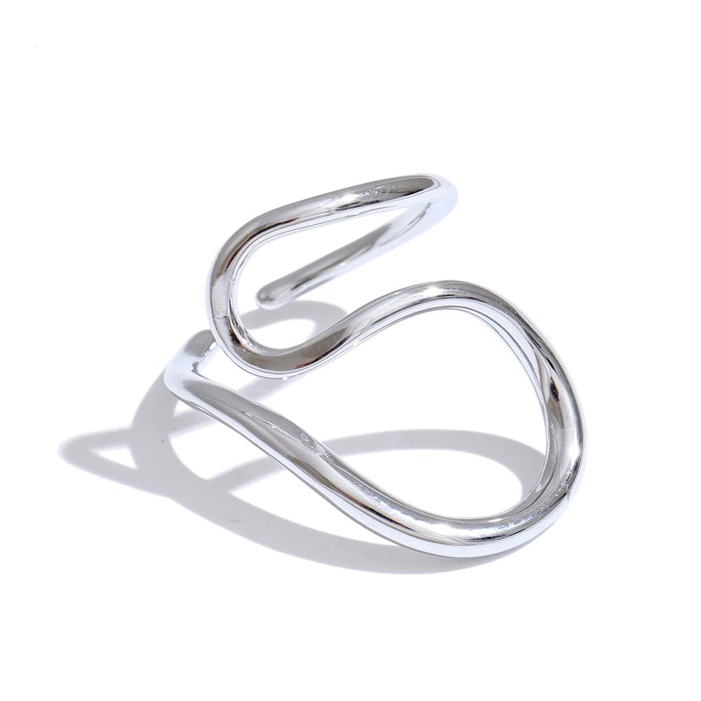 Yhpup Smooth Stainless Steel Geometric Open Ring Gold & Platinum Plated Trending Minimalist Adjustable Jewelry Wholesale