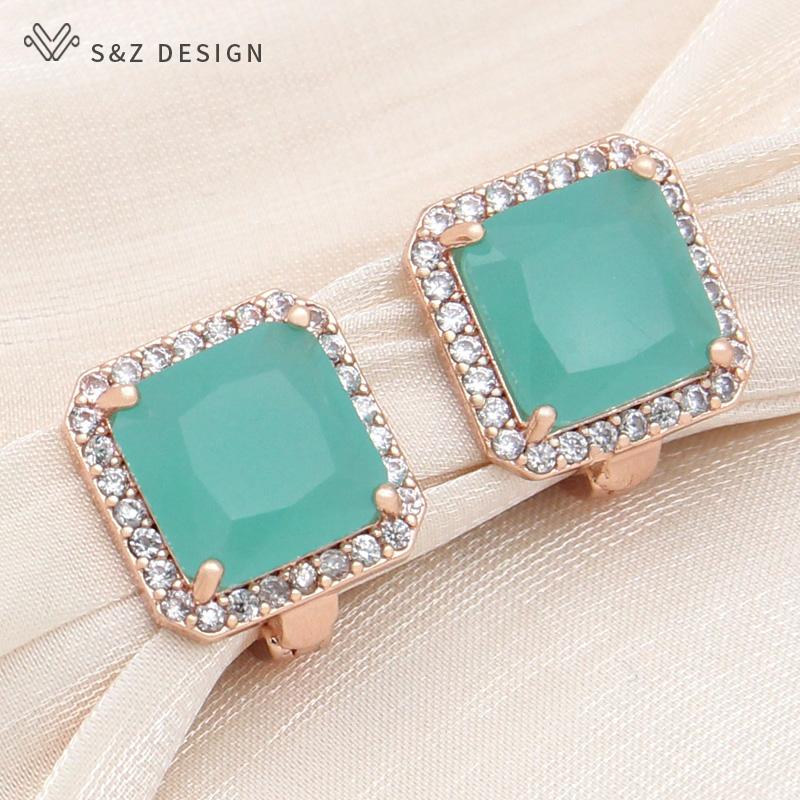 Модные квадратные серьги-капли с розовыми кристаллами для женщин, модные ювелирные изделия, розовое золото, восковая инкрустация, серьги-капельки с кубическим цирконием