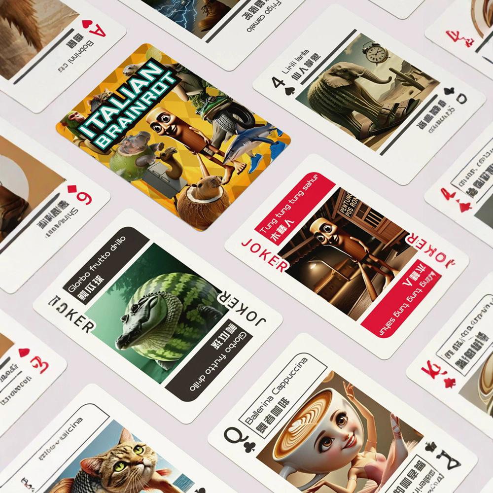 Cards Italian Brainrot Poker Italian Brainrot Bombardiro Crocodile, Tung Tung Tung Sahur, Tralaleo Tralala and Others.