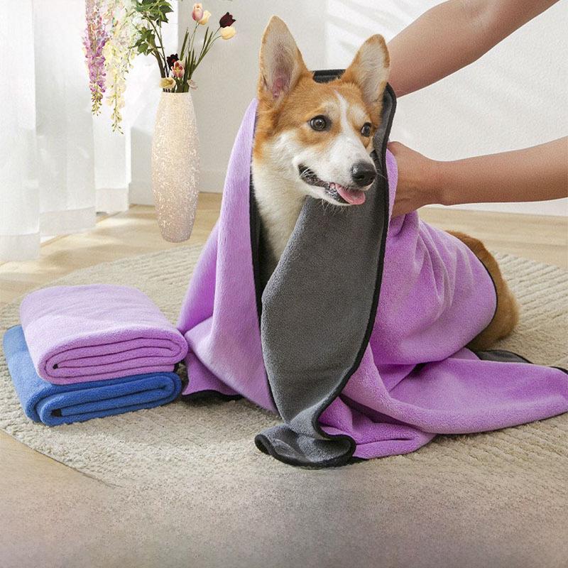 Quick-Dry Thick Coral Fleece Pet Bath Towel for Dogs & Cats