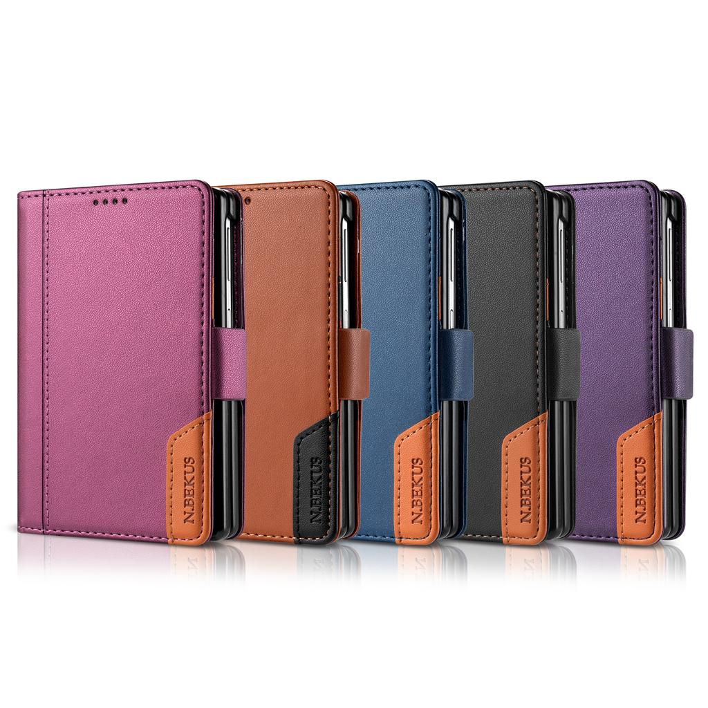 Luxury Splicing Flip Cards Solt Wallet Leather Phone Case for Samsung Galaxy Z Fold8 Fold 8 Wide Shockproof RFID Stand Cover