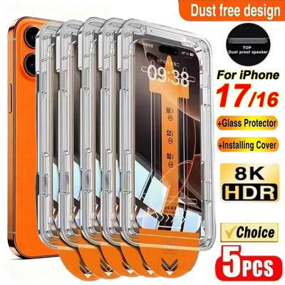 5 шт. Легко устанавливаемые защитные пленки для экрана для iPhone 17 ProMax/17 Pro/17 Air/17 Закаленное стекло Защитная пленка от царапин для iPhone 17