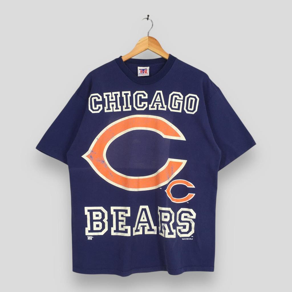 Vintage 90s Chicago Bears NFL Blue Tshirt XLarge Chicago Bears Football Printed Shirt Super Bowl Bears NFL Roundneck Chicago Jersey Size XL