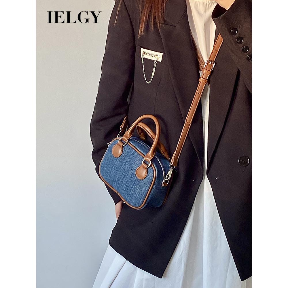 Ielgy Female Bag Autumn Winter Retro Denim Leather Handbag