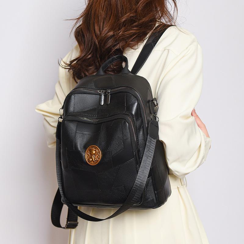 Мягкий кожаный женский рюкзак, сумка на плечо, многофункциональная студенческая школьная сумка