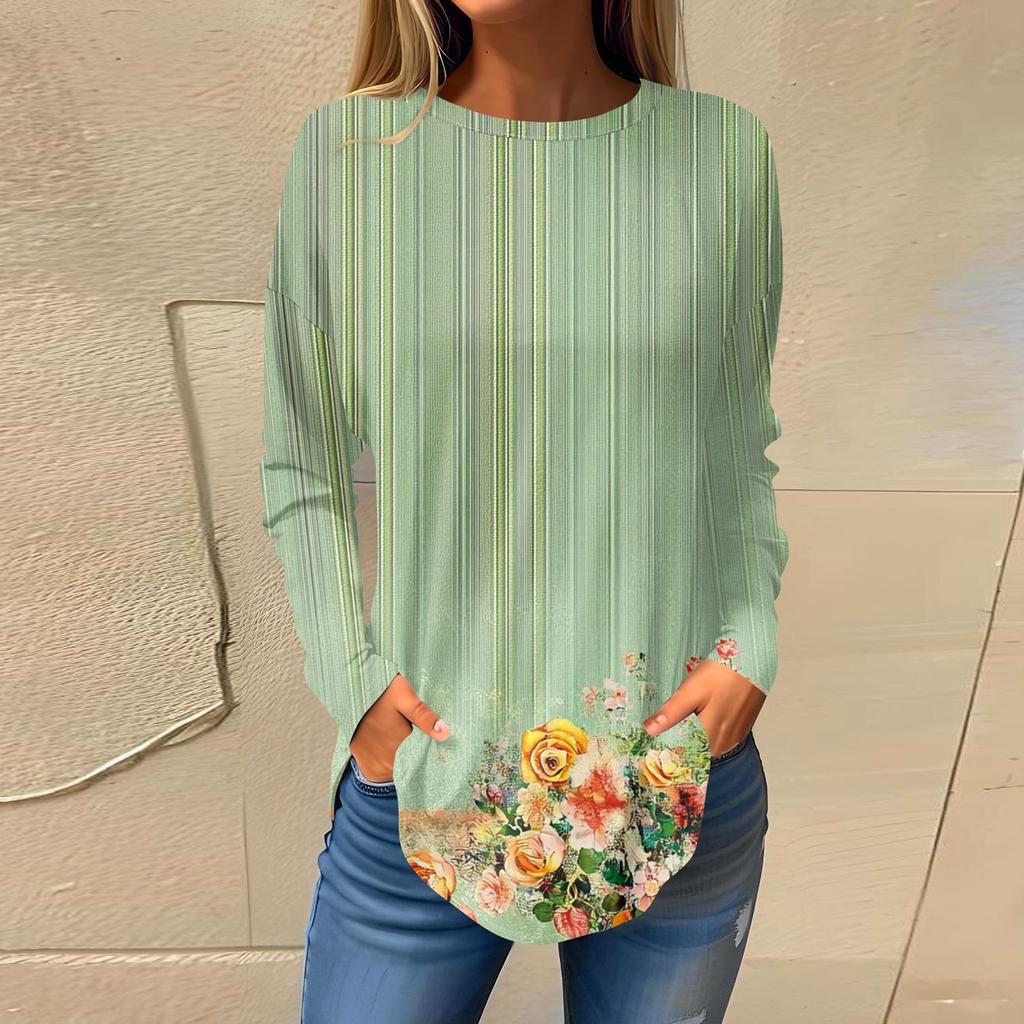 Женский модный пуловер с круглым вырезом и длинными рукавами с принтом