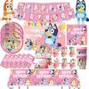 Pink Bluey Birthday Party Decoration Set Bingo Puppy Cup Plate Napkins Balloons For Kids Favors Gifts Photo Booth Baby Shower