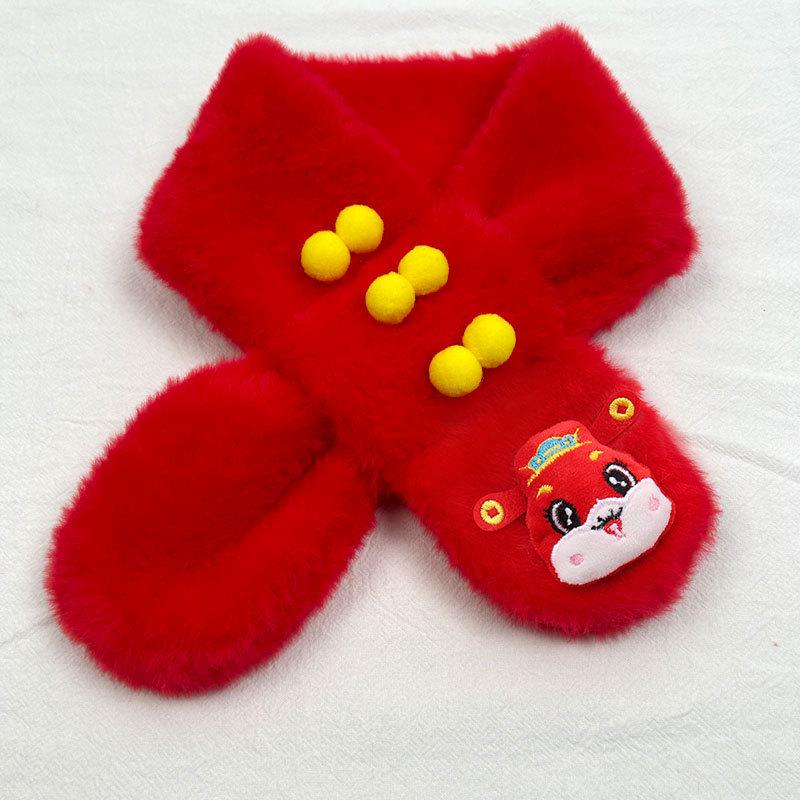 Children's Festive Winter Scarf - Warm, Thick Chinese Style Neck Gaiter for Boys and Girls