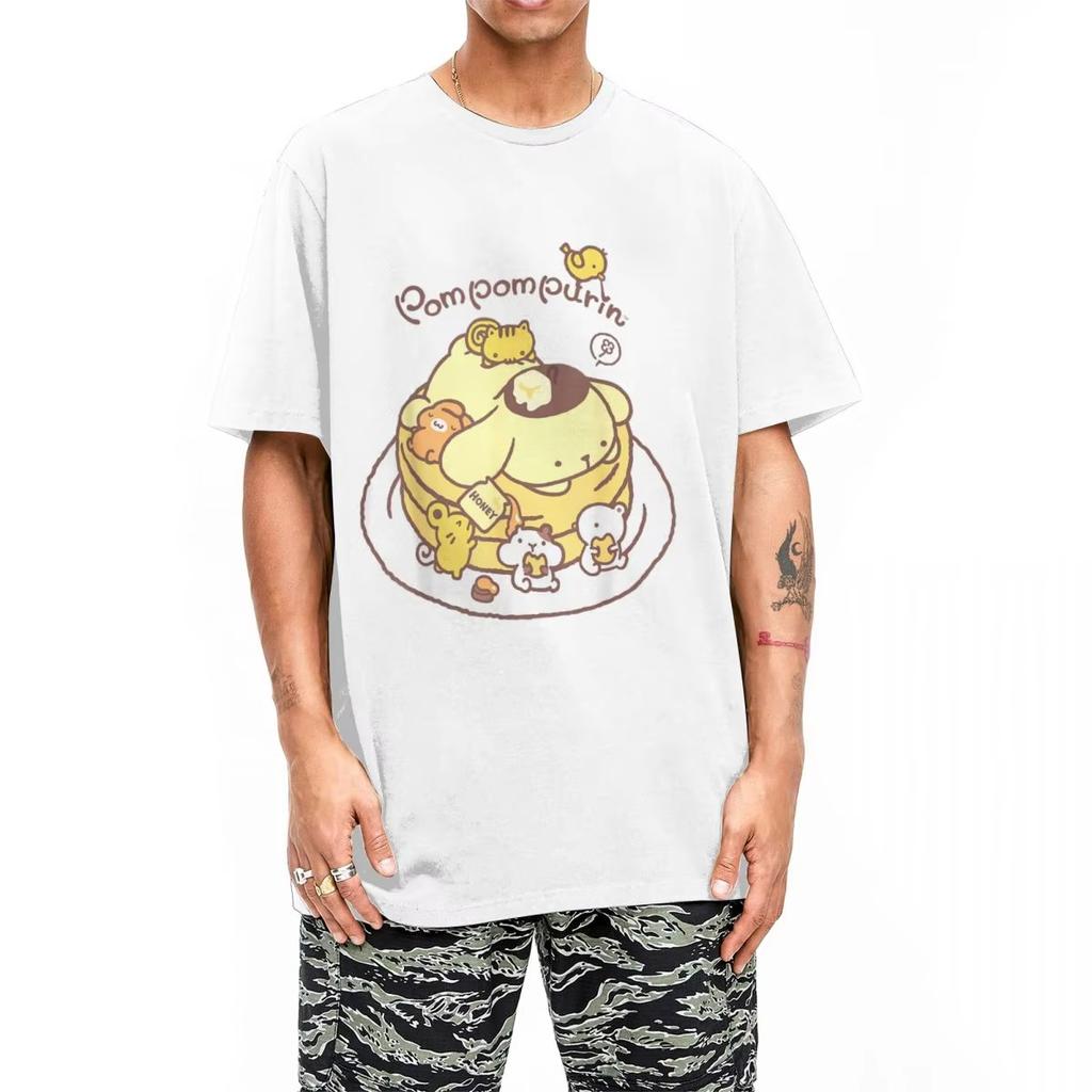 Футболка Pompompurin Pancake Friends для мужчин и женщин, винтажная хлопковая футболка с круглым вырезом и коротким рукавом, подарочная одежда