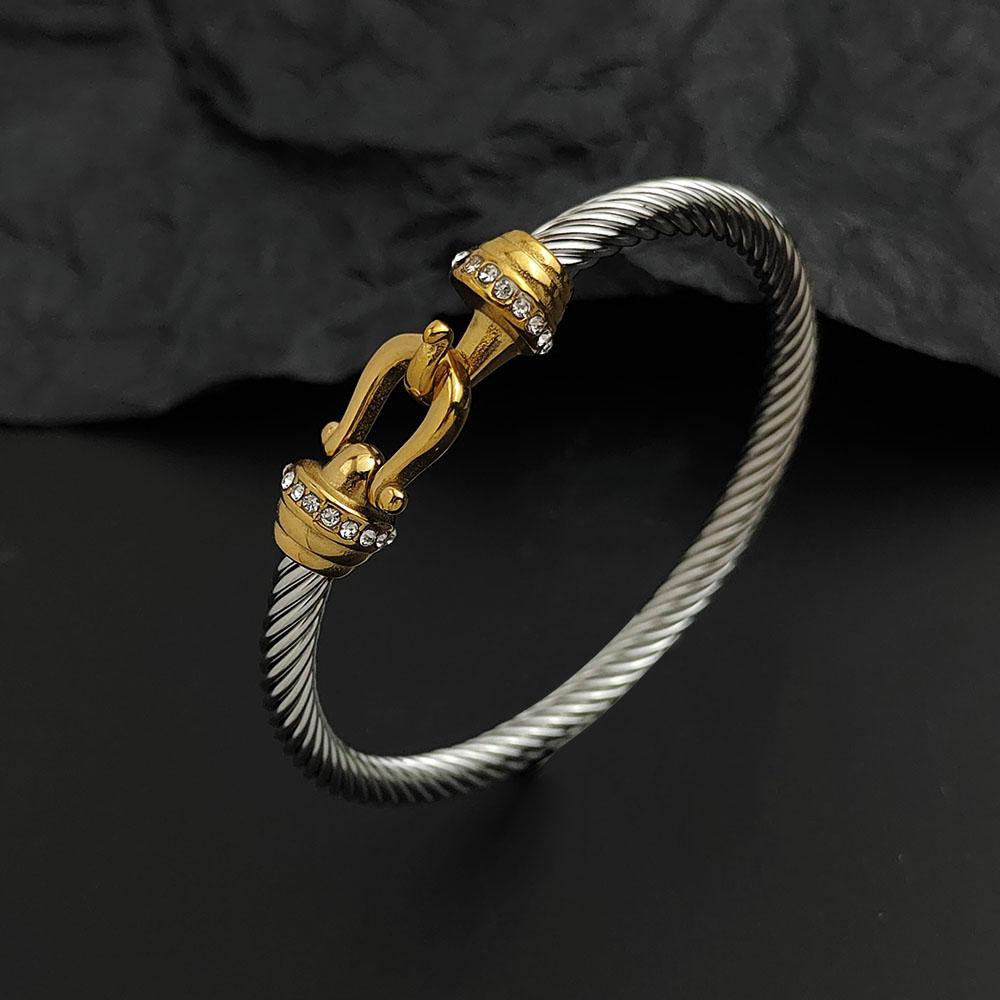 Creative Steel Wire Horseshoe Hook Zircon Stainless Steel Women's Bracelet, Waterproof and Rust-free, Couple Bracelet
