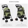 Dog Stroller Dog Buggy, foldable, 2 safety leashes, 2 cup holders, 67 x 45 x 96 cm, Khaki