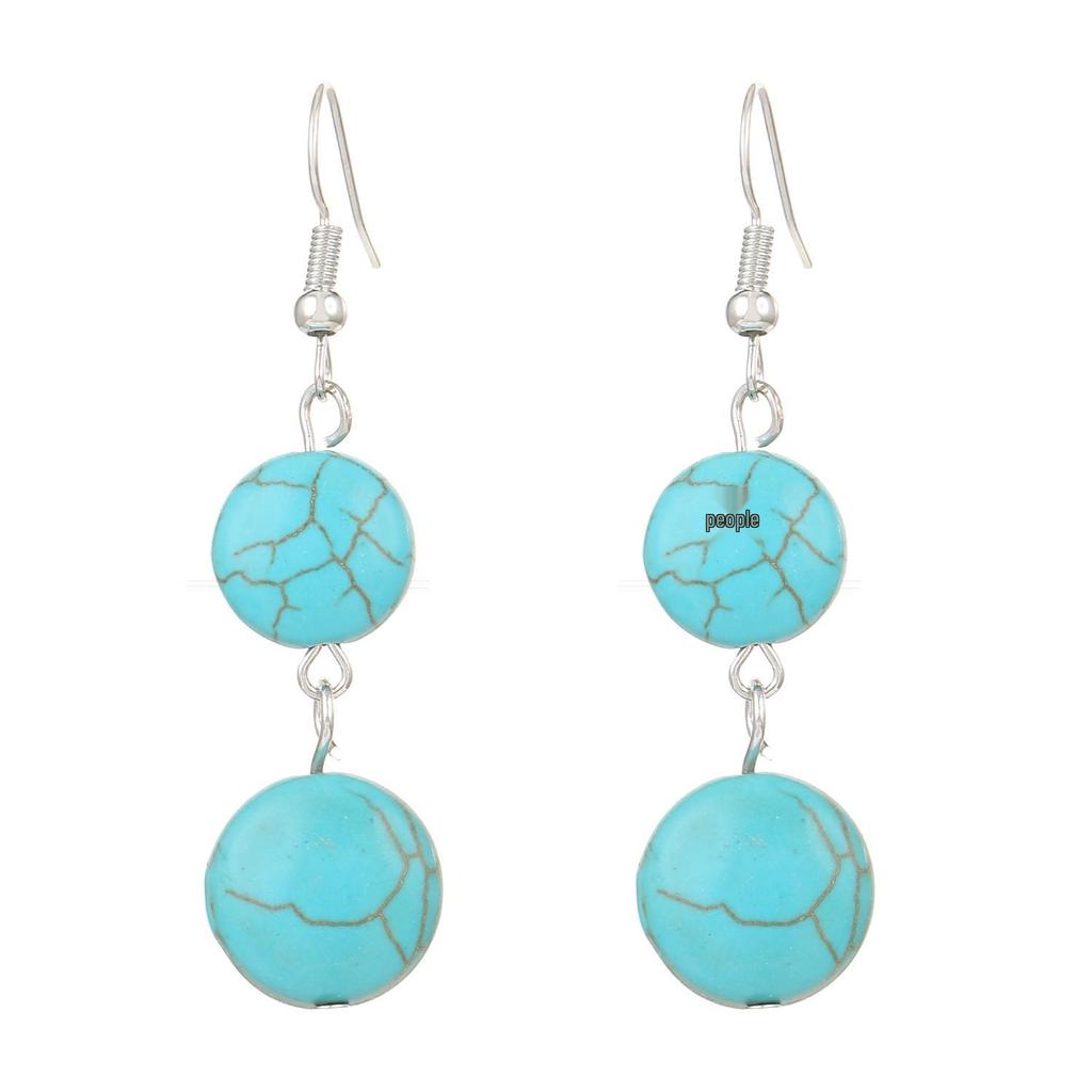 Винтажное бирюзовое лоскутное колье и серьги-сердечки, богемный ювелирный набор