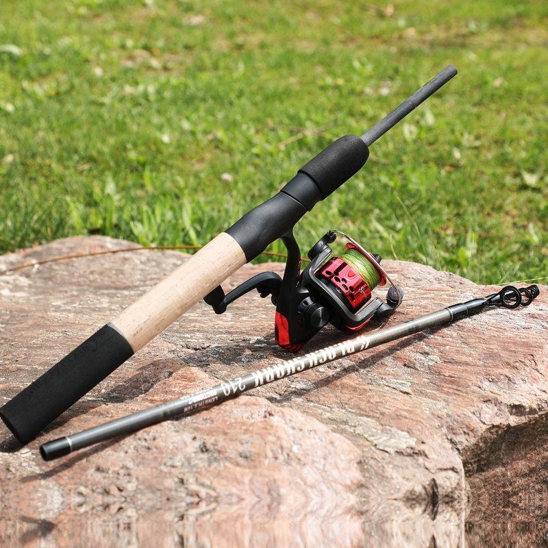 SOUGAYILANG Спиннинговая удочка Портативная 2-секционная телескопическая удочка из углеродного волокна Дорожная удочка