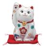 Kutani Ware Good Fortune and Right with Size and Plum Blossom Maneki-neko Figurine, Wealth, Handed, Cushion, 11.5cm Tall, 3.5, Pine, Bamboo, Design,