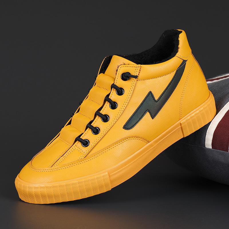 New ModelMen'S Shoes Winter Men'S Leather Velvet Cotton Shoes Thermal Board Shoes Comfortable Casual Cotton Boots