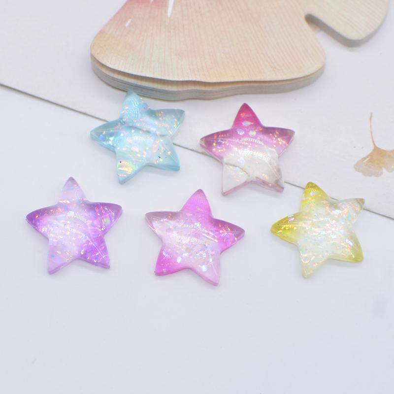 10Pcs 20mm Bling Star Patches Accessories Flatback 3D Resin Stone Button Appliques Scrapbooking