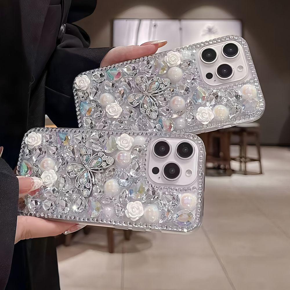 Glitter Bling Crystal Rhinestone Butterfly Phone Case For OPPO Reno 14 14F 13 13F 12 12F 11 11F Pro 4G 5G Cover Gift girl