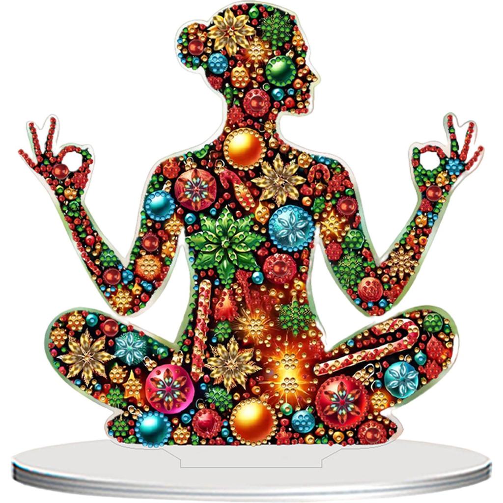 2D/Flat Yoga Woman DIY Table Top Diamond Painting Ornament Kits 5D DIY Diamond Art Tabletop Decorations Bedroom Table Decoration